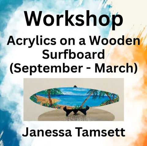 Workshop with Tamsett | Acrylics on a Wooden Surfboard