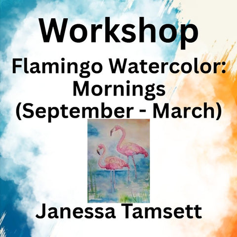 Workshop with Tamsett | Flamingo Watercolor | Mornings